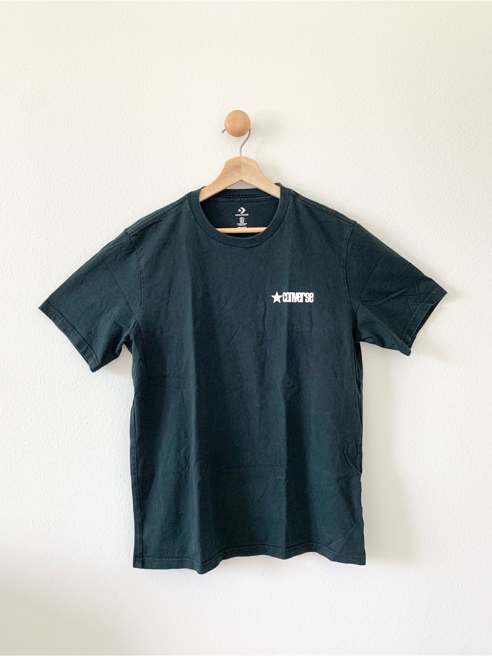 Converse Black Plaid Crew Short Sleeves Tee Shirt Medium
